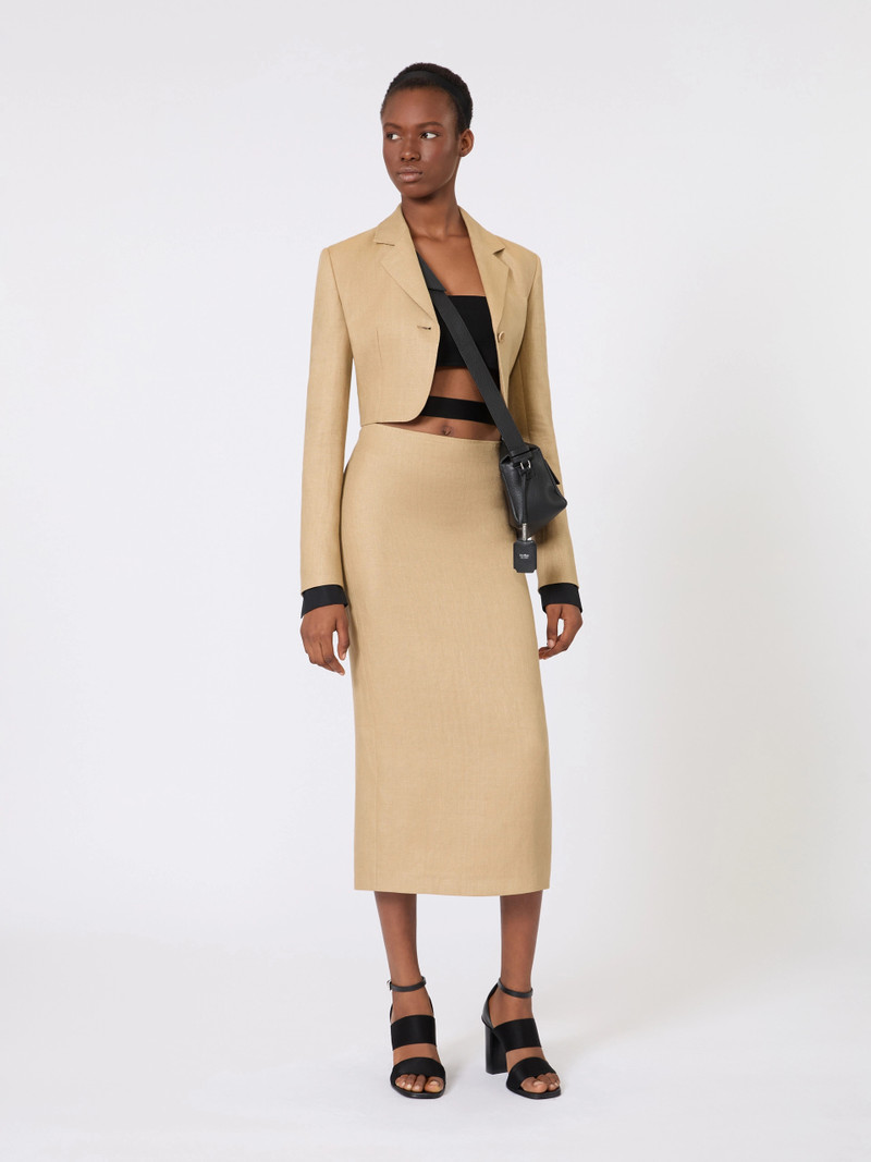 Max Mara VERANDA Slim-fit skirt in linen twill - CAMEL outlook