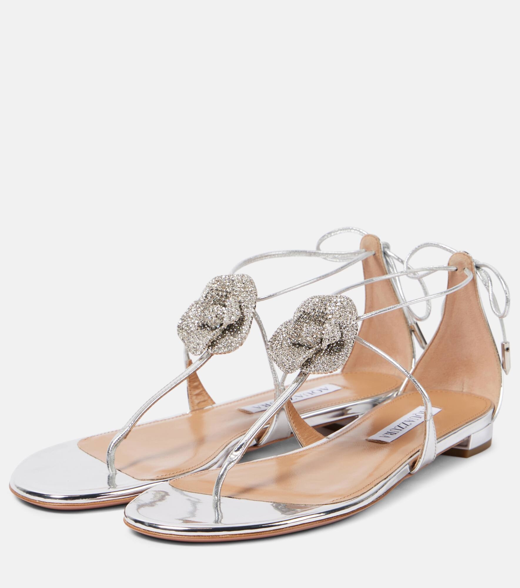 Crystal Orchid metallic leather sandals - 5