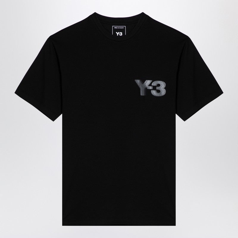 BLACK COTTON T-SHIRT WITH LOGO - 1