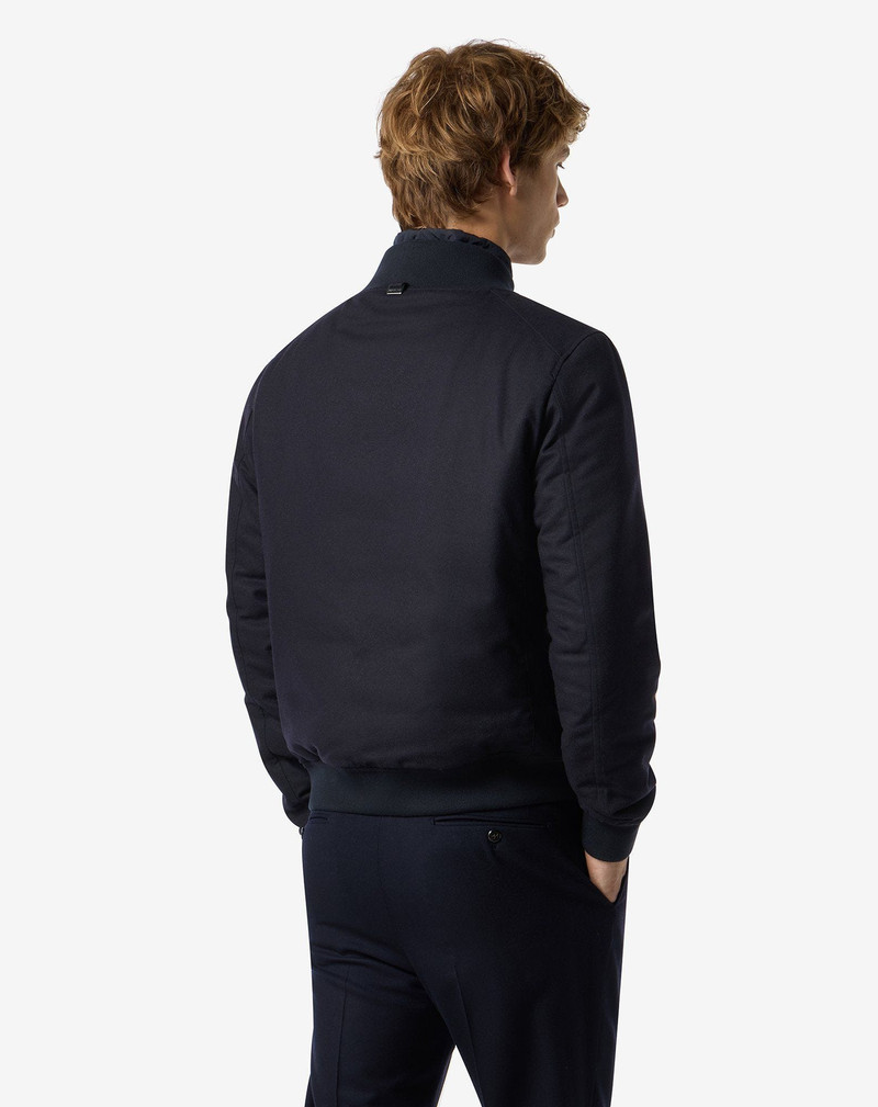 Blue technical cashmere bomber jacket with detachable vest 3