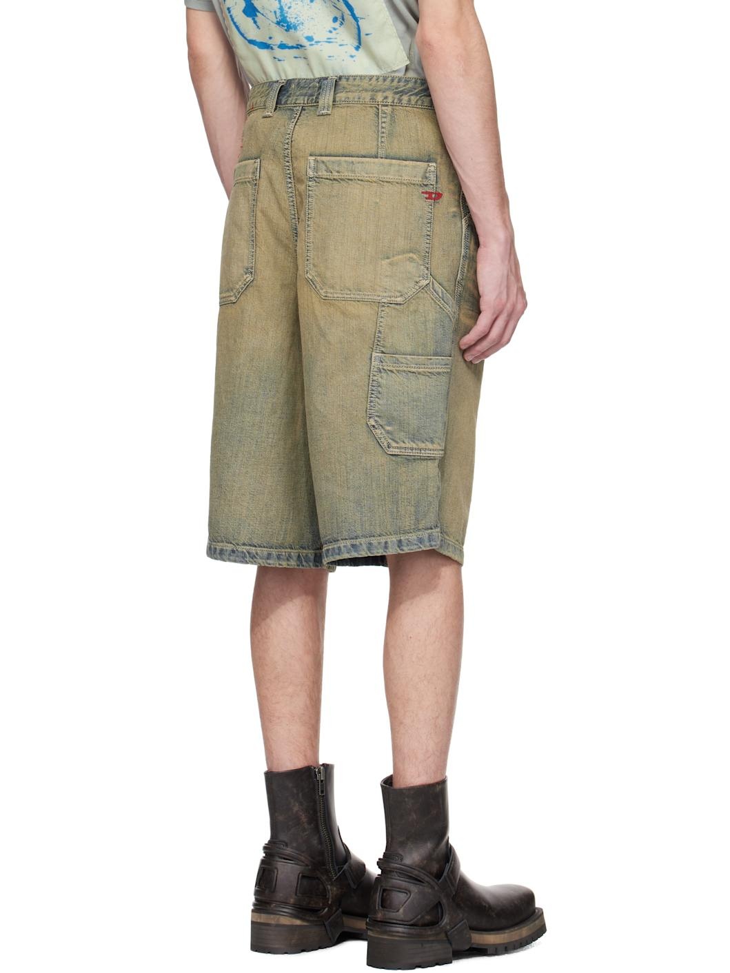 Beige & Blue D-Livery-Short Denim Shorts - 3