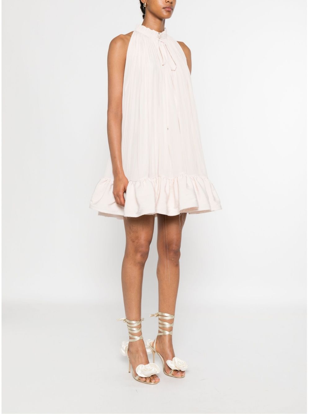 frill-neck ruffled mini dress - 3