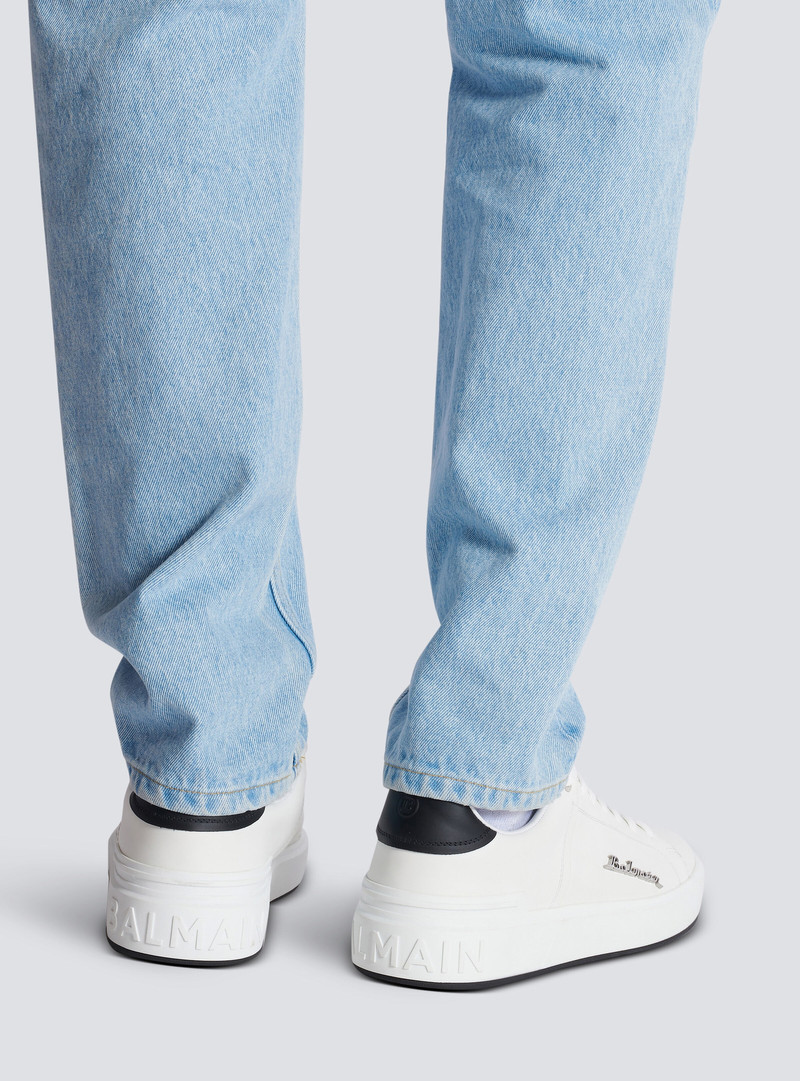 Balmain Calfskin B-Court trainers with Balmain logo outlook