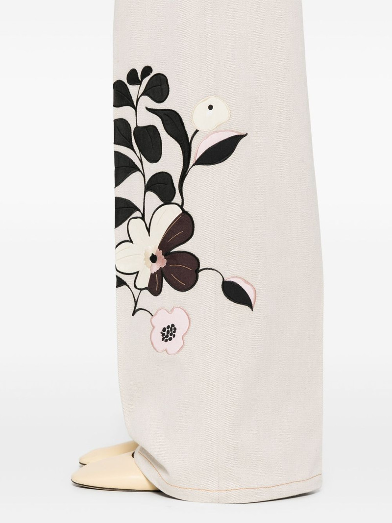 floral-embroidered trousers 5