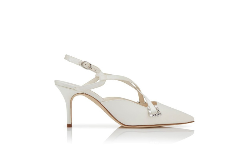 Light Cream Satin Slingback 펌프 1