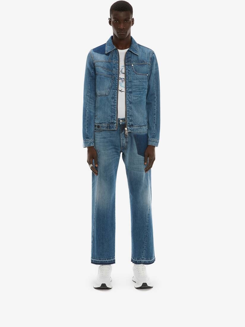 Reconstructed Denim Jacket in Denim Blue - 2