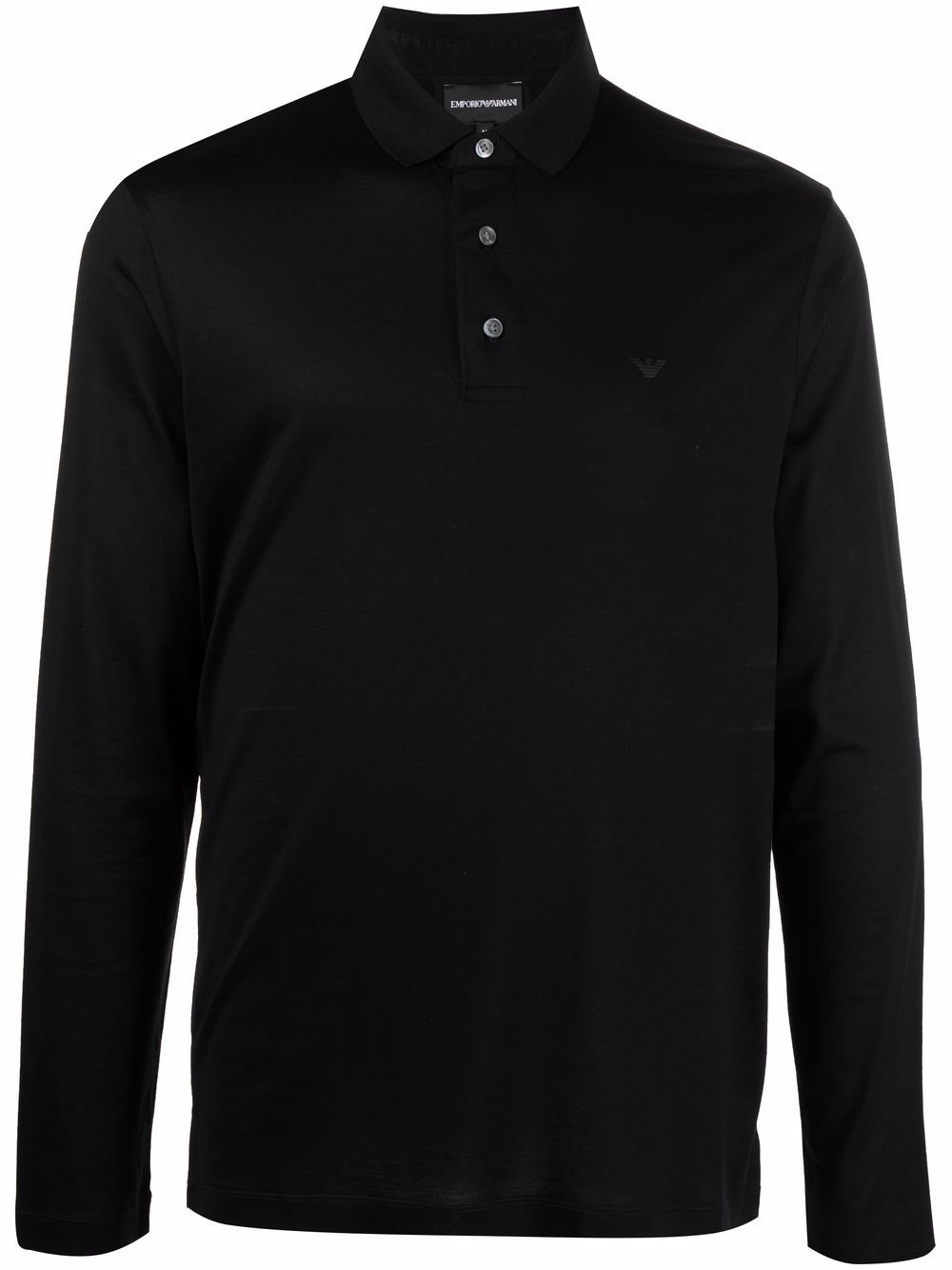 logo-print long-sleeved polo top - 1