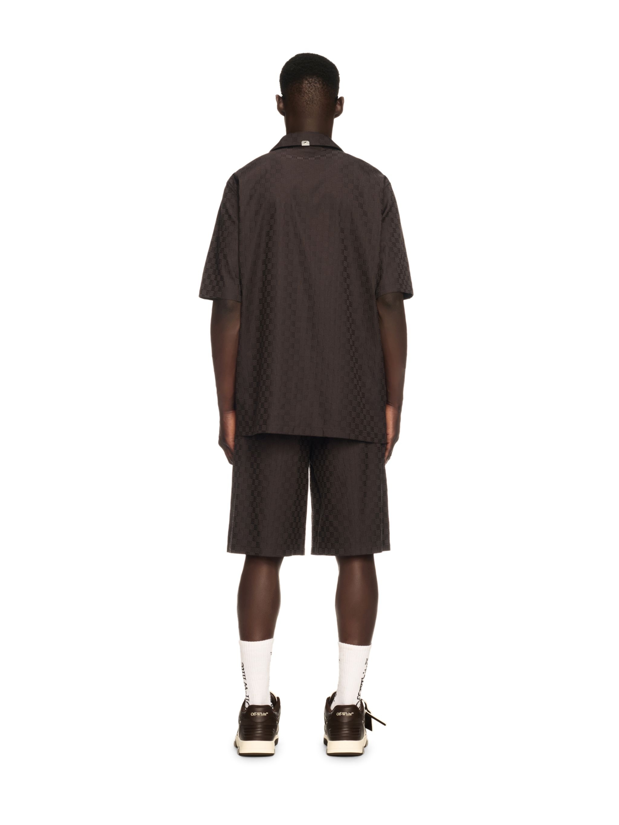 Chocolate Jacquard Check Bowling Shirt - 4
