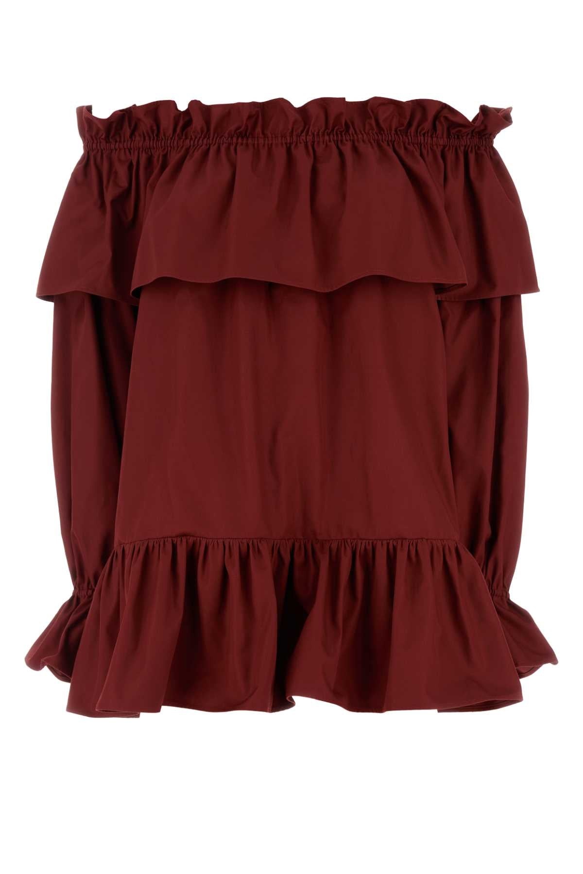 Saint Laurent Women Tiziano Red Twill Mini Dress - 1