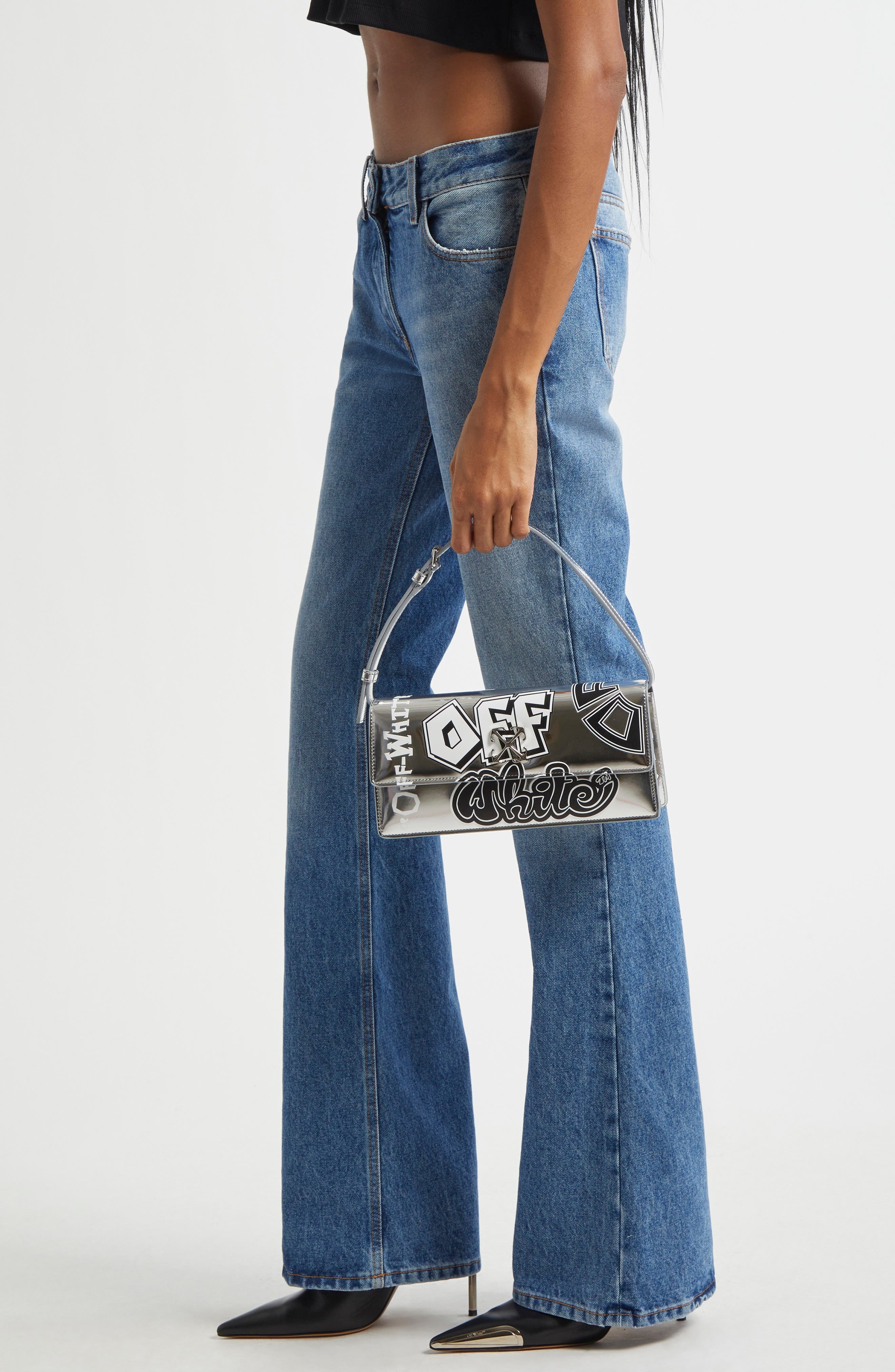 Off-White Jitney 1.0 Logo Shoulder Bag in Silver - 3
