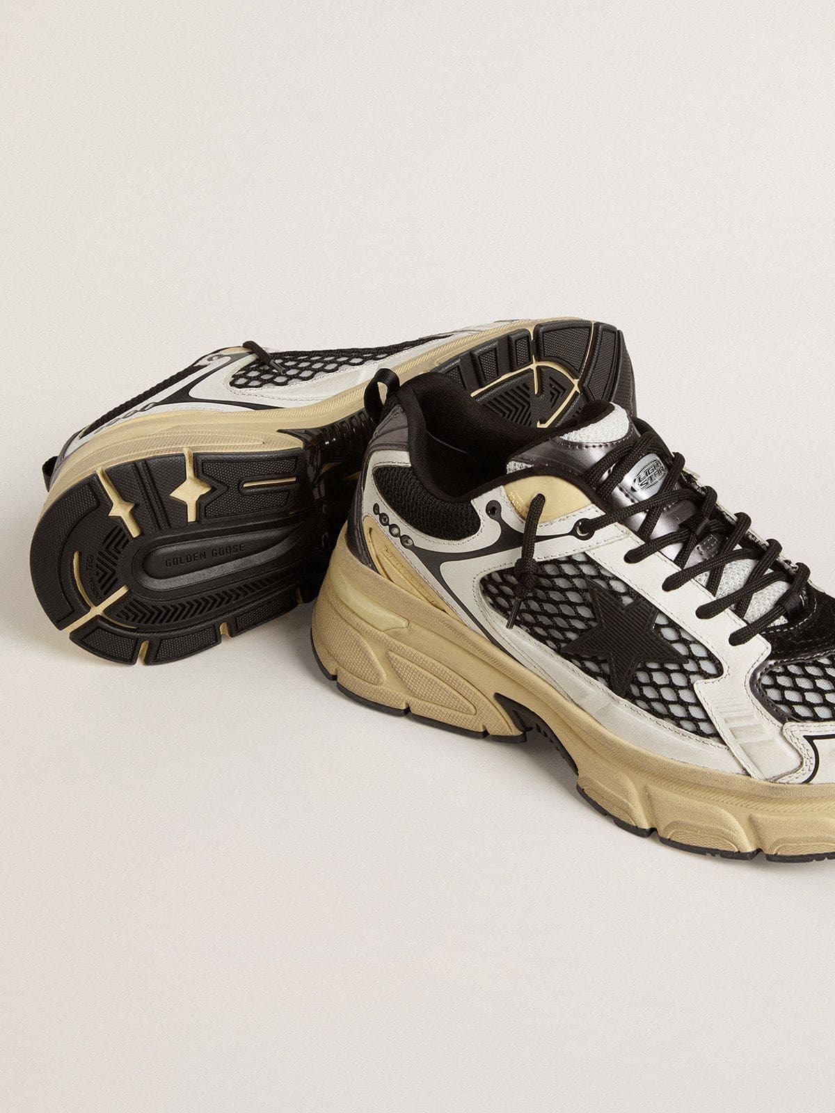 Men’s Lightstar in white leather and black mesh with black TPU star - 4