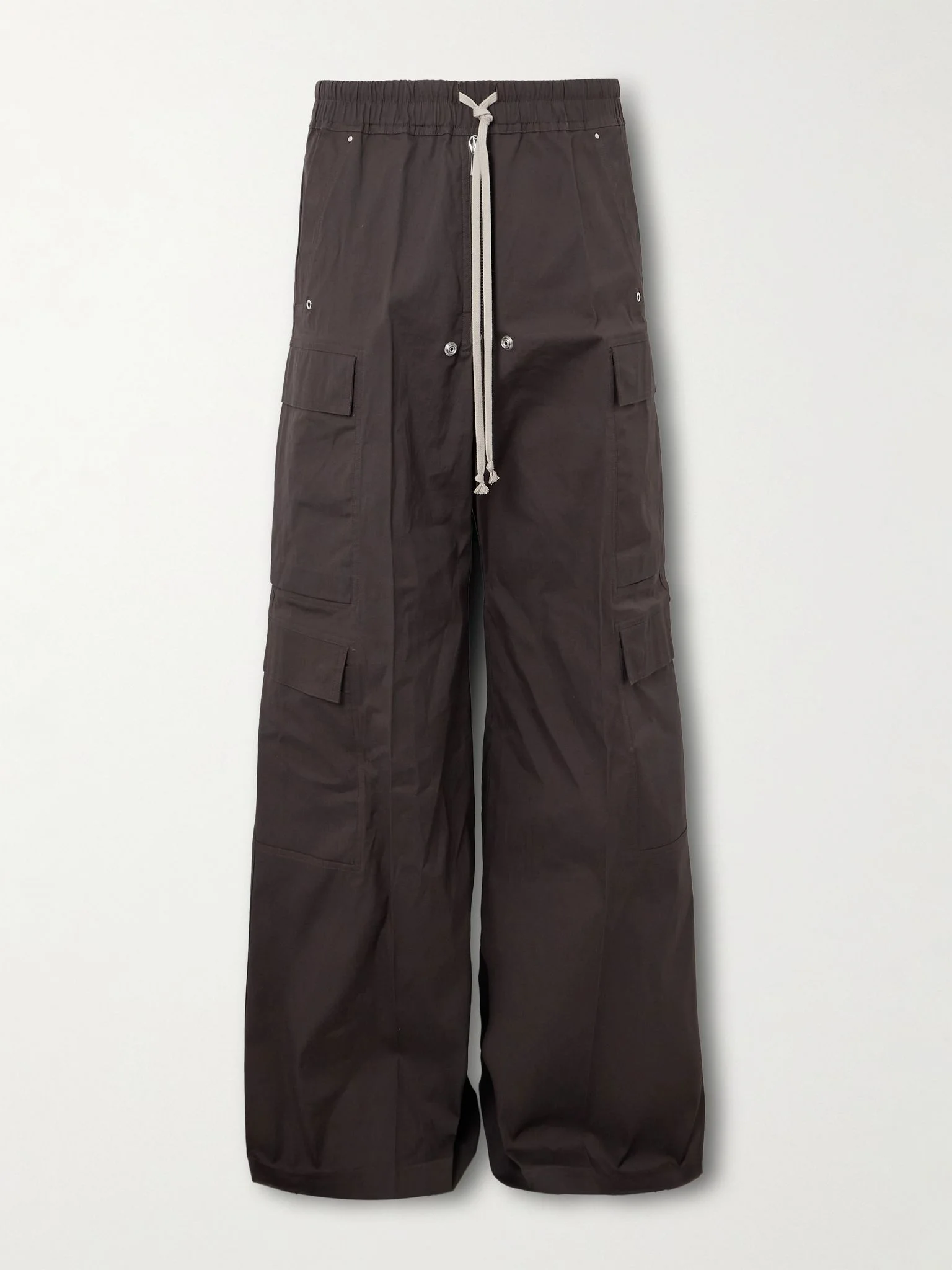 Belas Wide-Leg Cotton-Blend Poplin Drawstring Cargo Trousers Dark gray - 1
