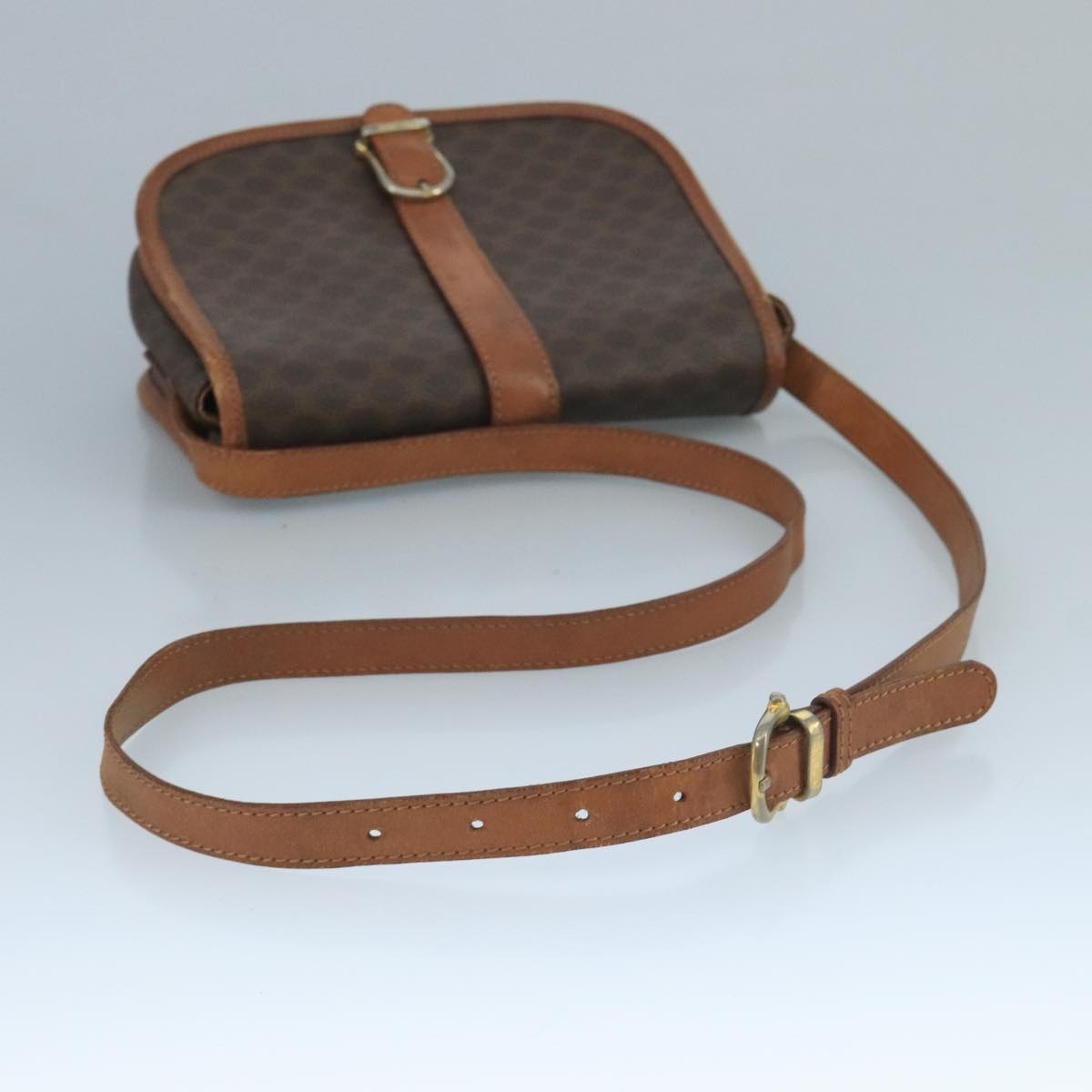 CELINE Macadam Canvas Shoulder Bag Pvc Leather Brown - 7