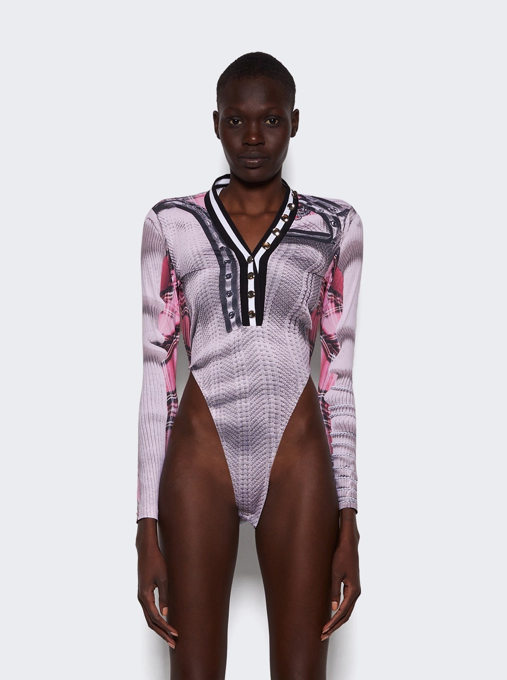 X Jean Paul Gaultier Trompe-l'oeil Cardigan Bodysuit Pink - 3