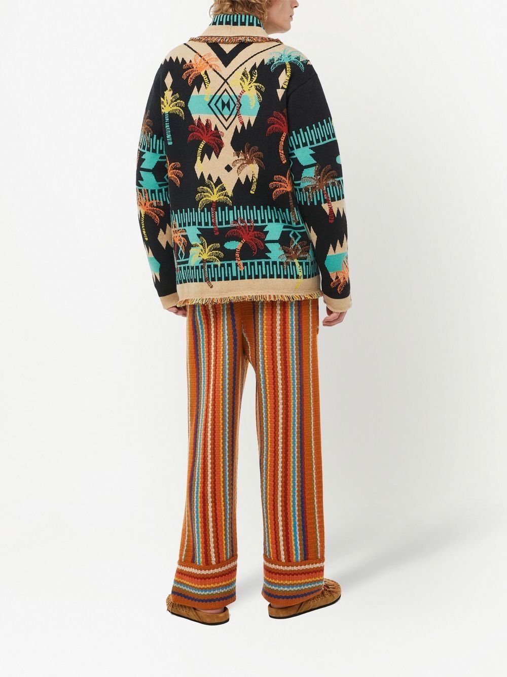 wool palm-tree jacquard cardigan - 4