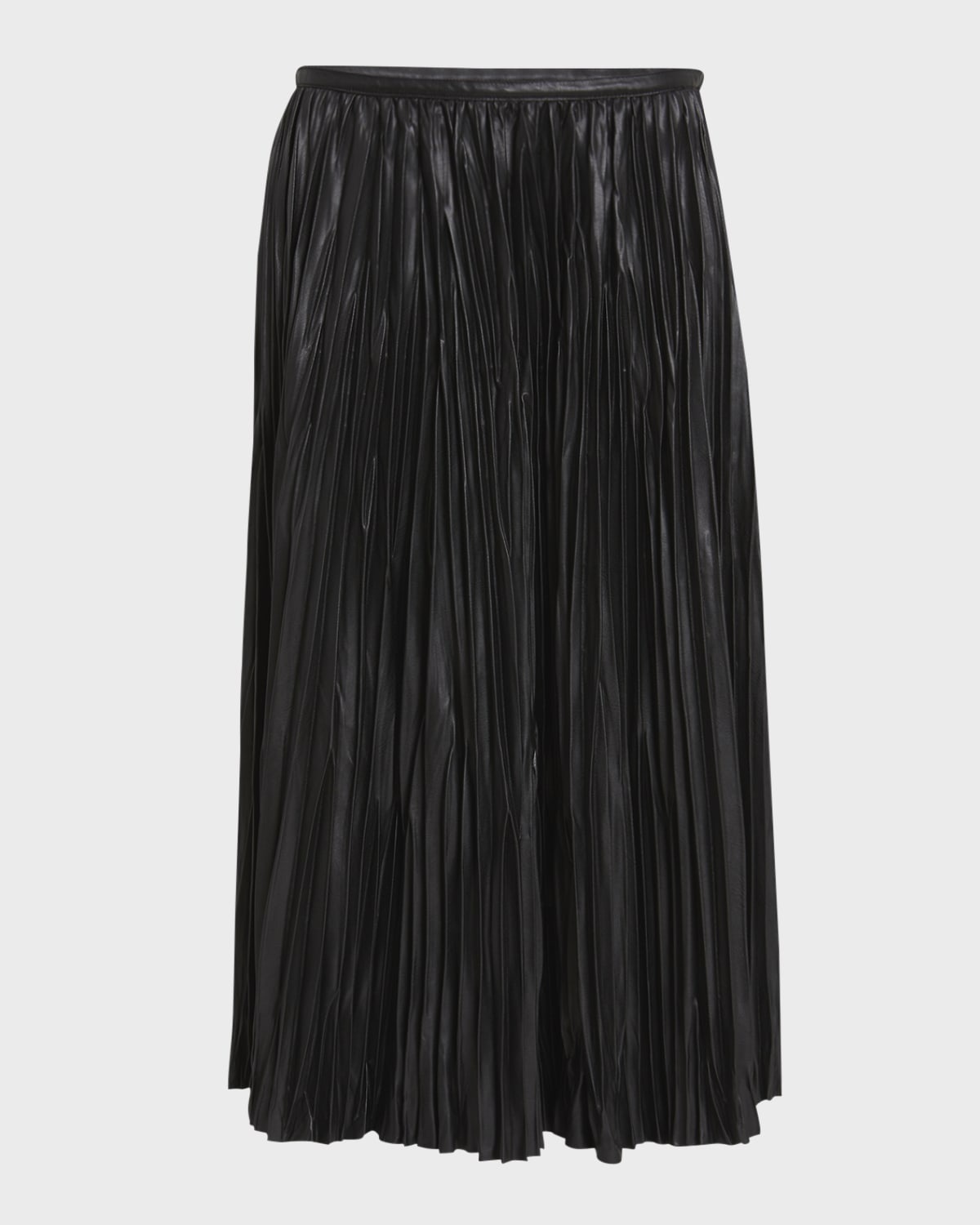 Rosalyn Pleated Faux-Leather Skirt - 1