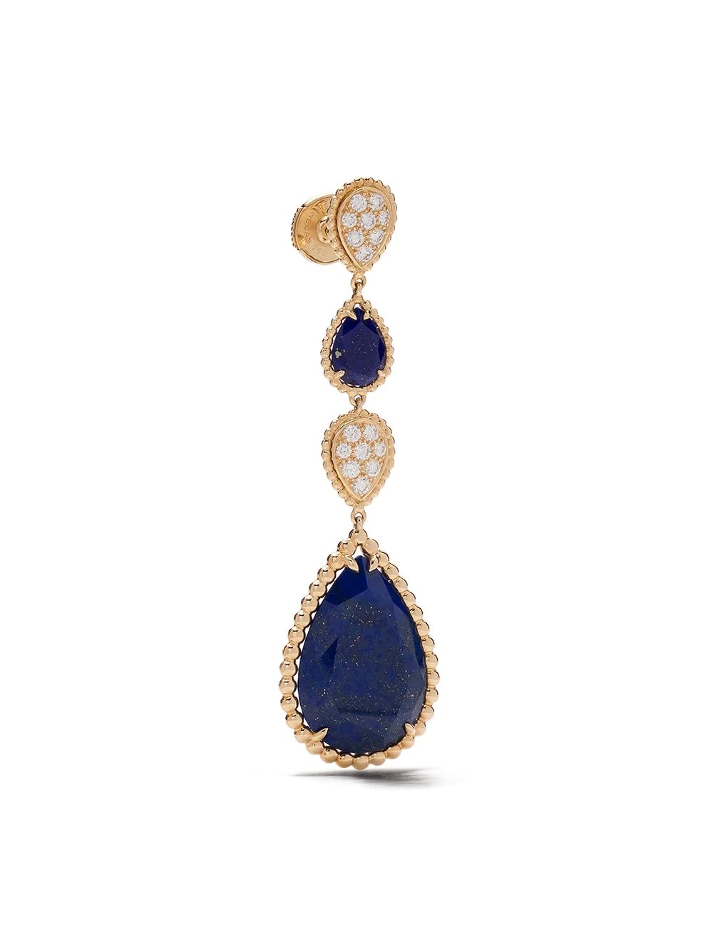 18kt yellow gold Serpent Bohème diamond and lapis lazuli motif S pendant earrings - 3