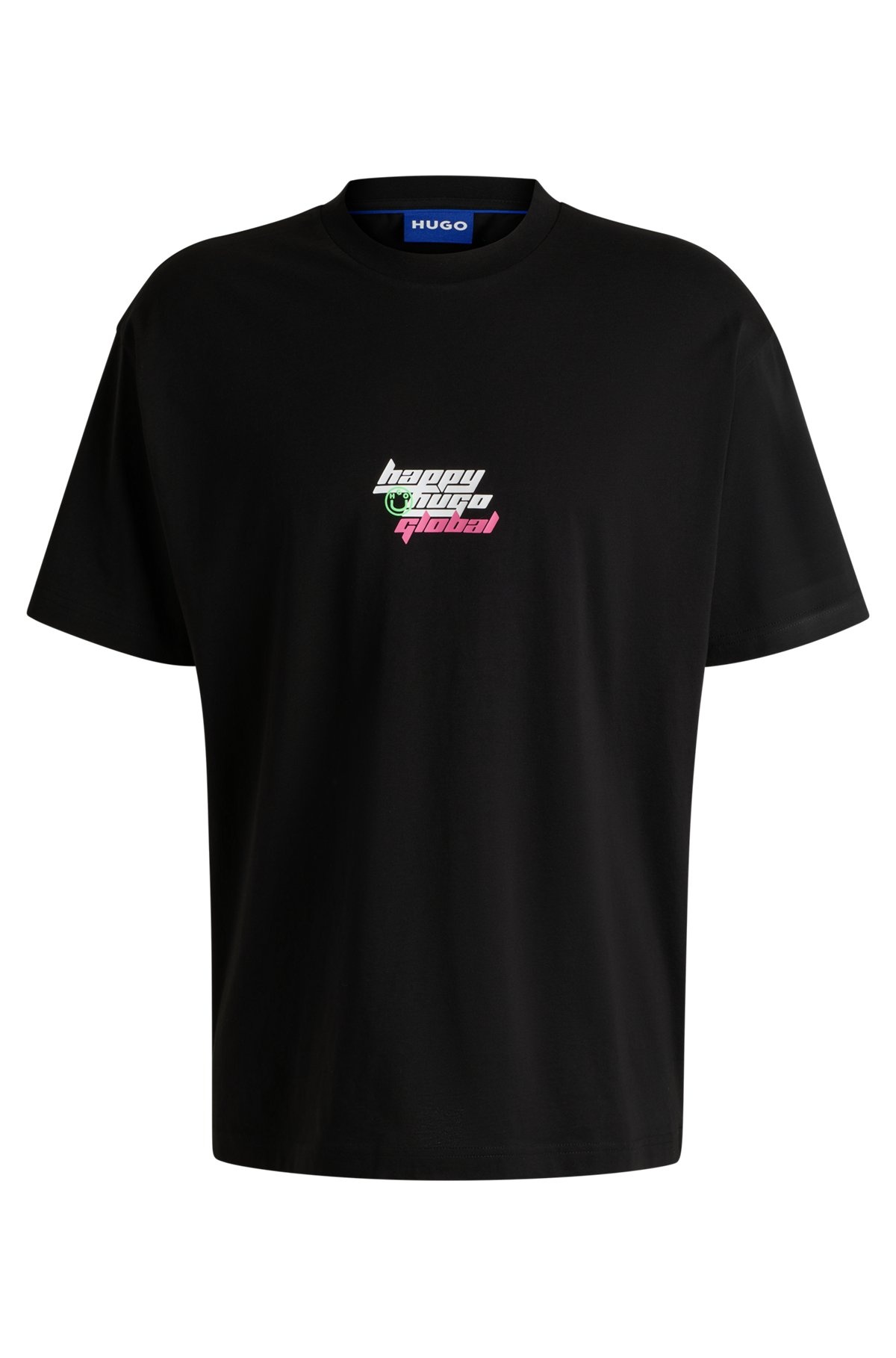 OVERSIZE-FIT T-SHIRT IN COTTON WITH HAPPY HUGO LOGO - 1