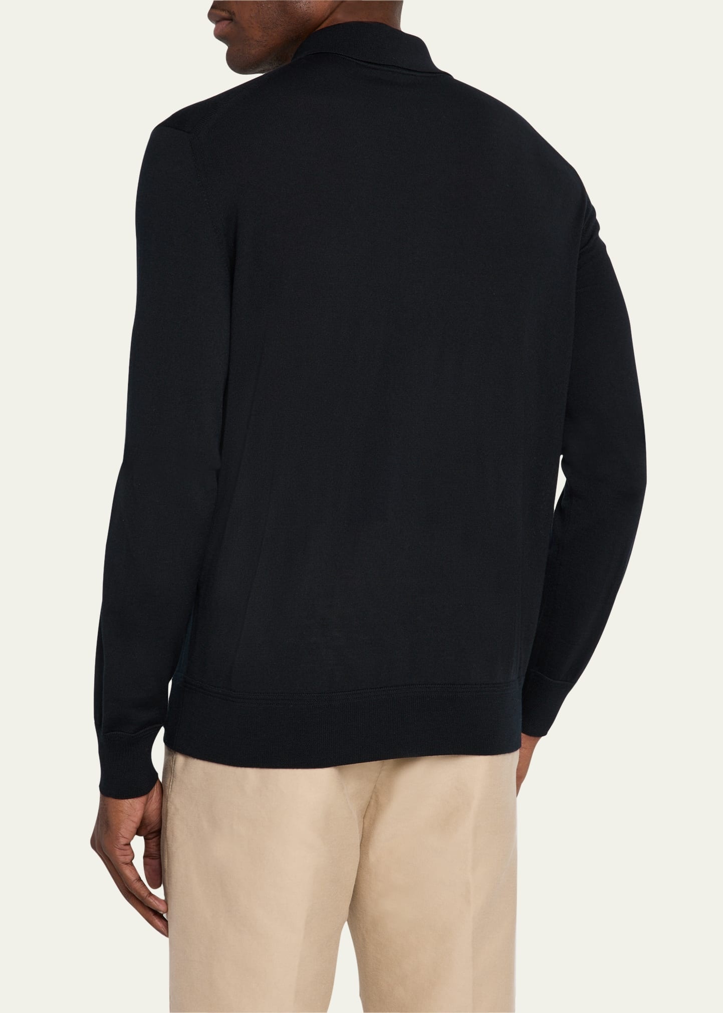 Men's Fine Gauge Wool Polo Sweater - 3