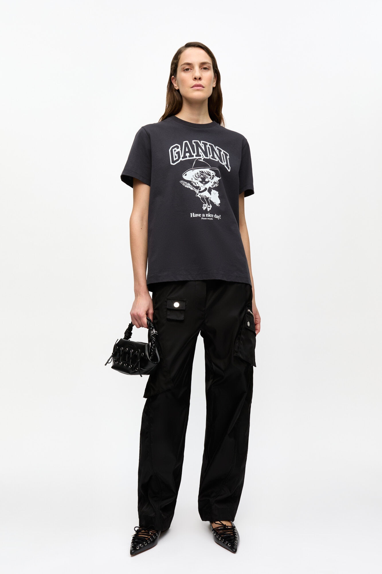 BLACK BASIC COTTON WITCH RELAXED T-SHIRT - 3