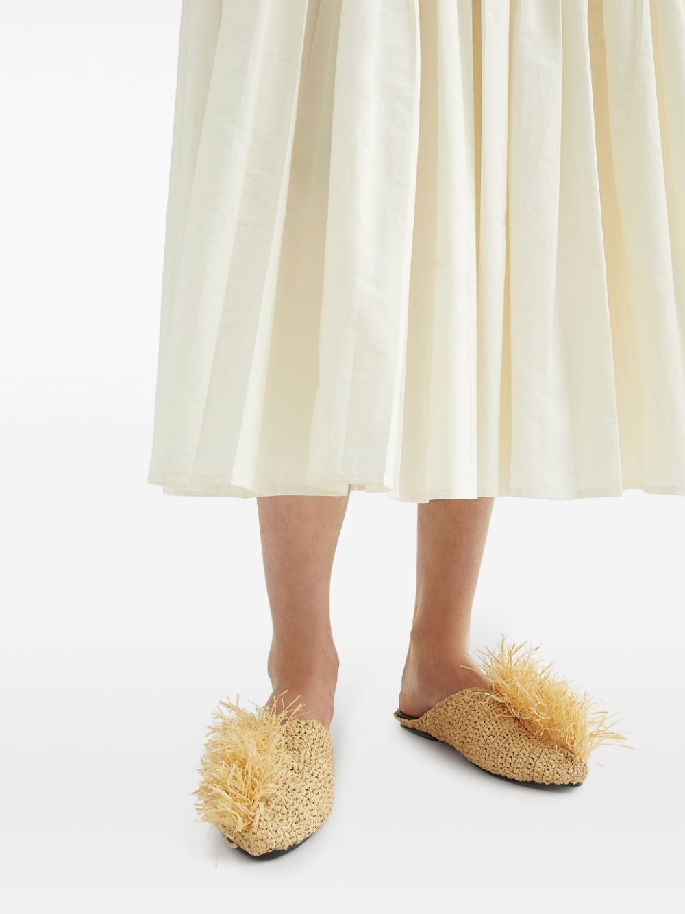 straw-embellished slippers - 5
