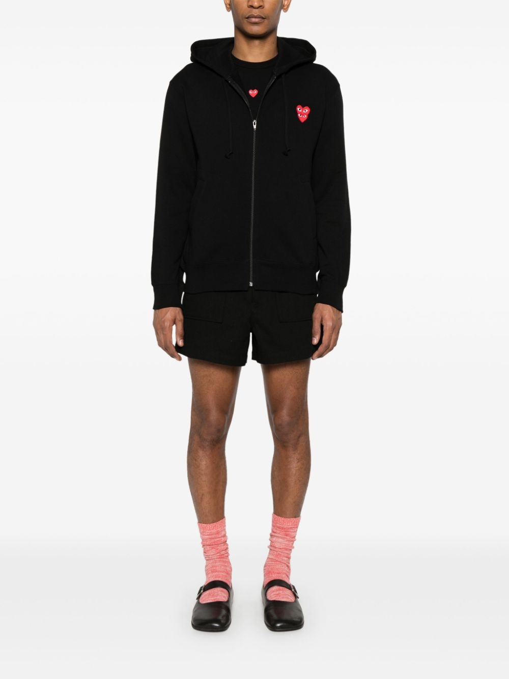 double heart-patch hoodie - 2