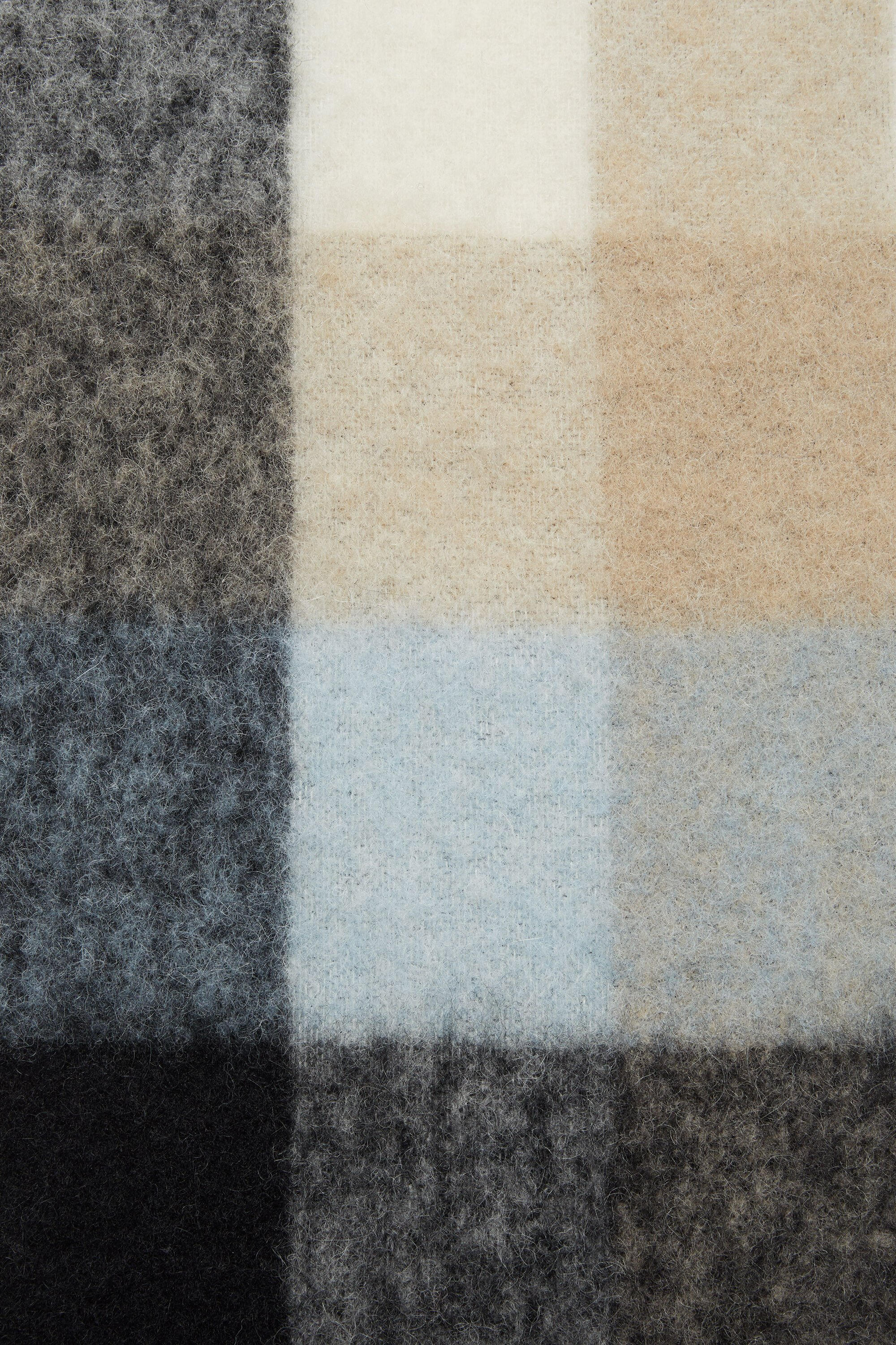 Mohair checked scarf - Blue/beige/black - 5