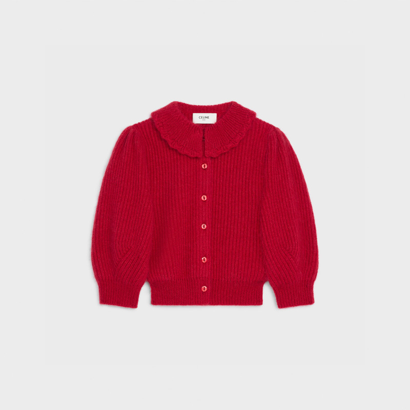 FRILLED COLLAR CARDIGAN IN SILK AND MOHAIR 1