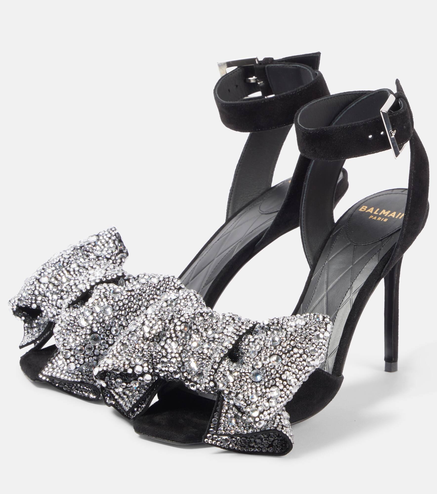 Ruby 95 embellished bow-detail suede pumps - 3