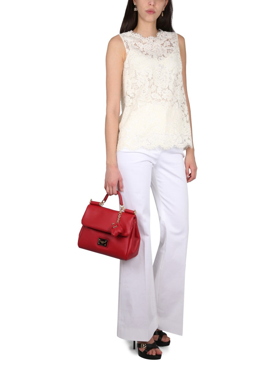 Logoed Stretch Lace Top - 2