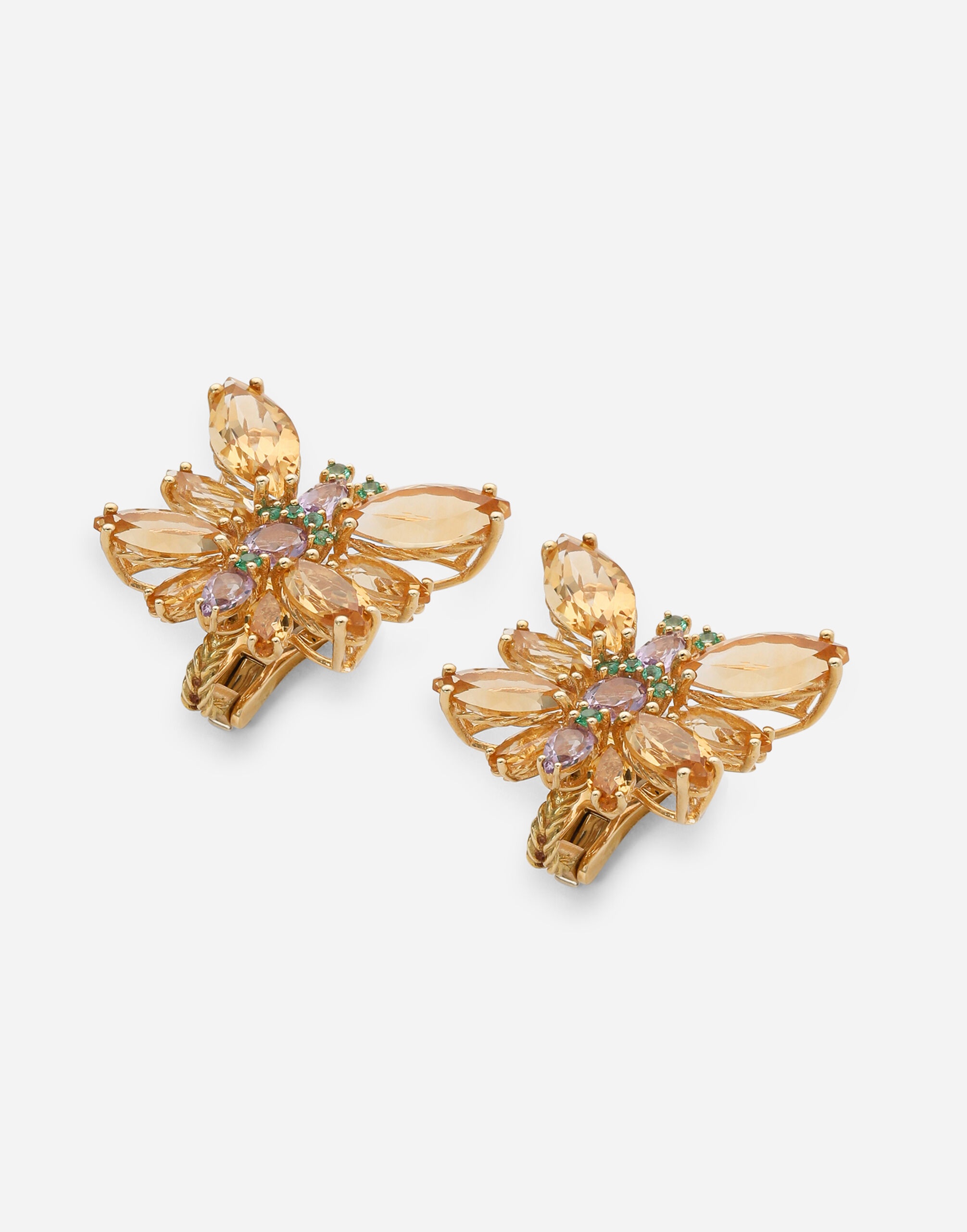 Spring earrings in yellow 18kt gold with citrine butterflies - 2