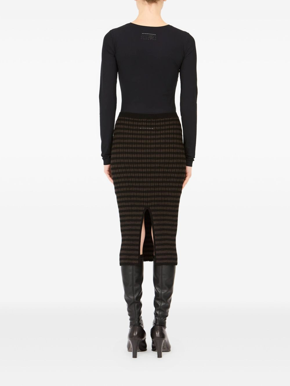 ribbed striped midi skirt - 4