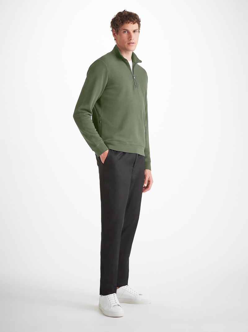 Men's Half-Zip Pullover Quinn Cotton Modal Soft Green - 3