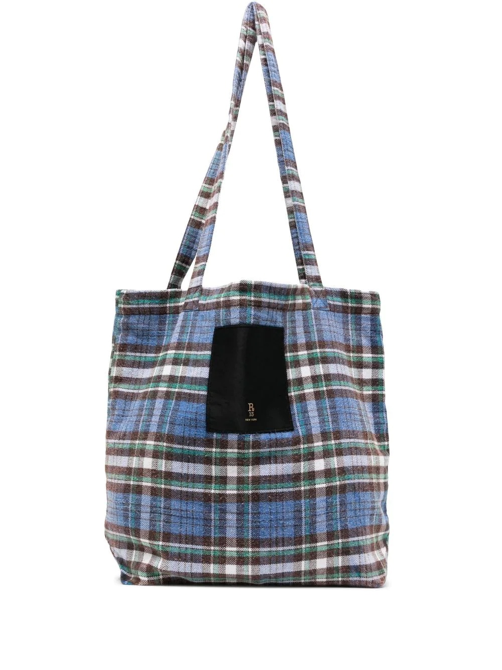 plaid-check tote bag - 1