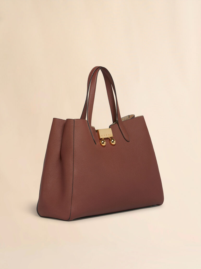 BRICK RED LEATHER TRUNKAROO TOTE MEDIUM HANDBAG - 3