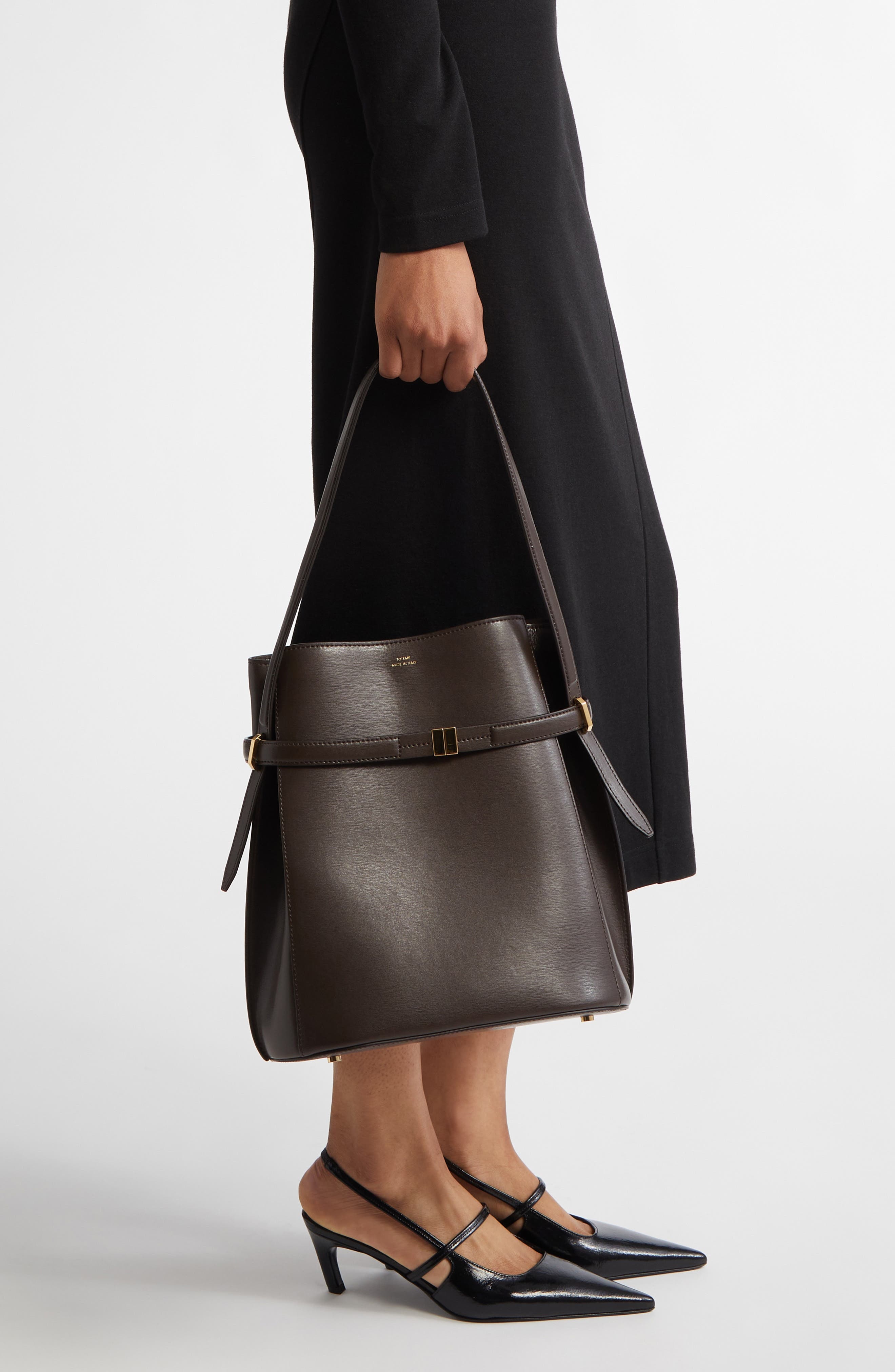 TOTEME Belted Leather Bucket Bag in Bark at Nordstrom - 2