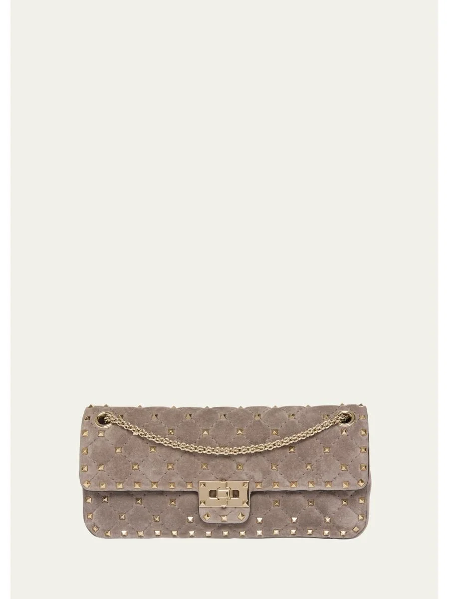 Quilted Rockstud Suede Shoulder Bag - 1