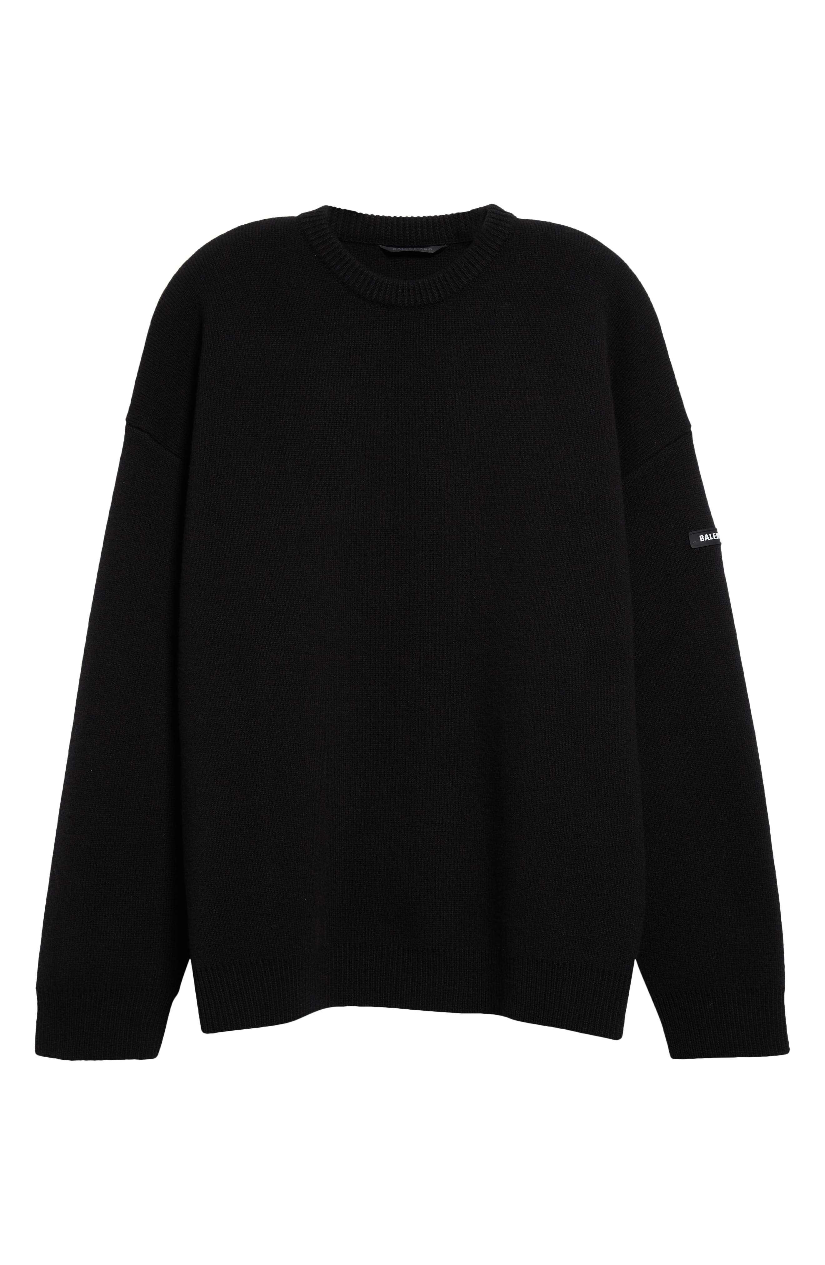 Oversize Double Face Wool Blend Crewneck Sweater - 6