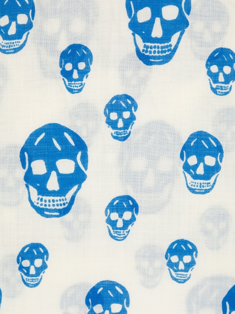 skull-print wool scarf - 3