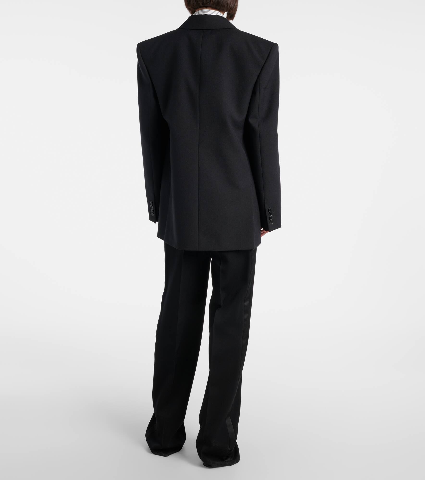 Double-breasted wool canvas blazer - 3
