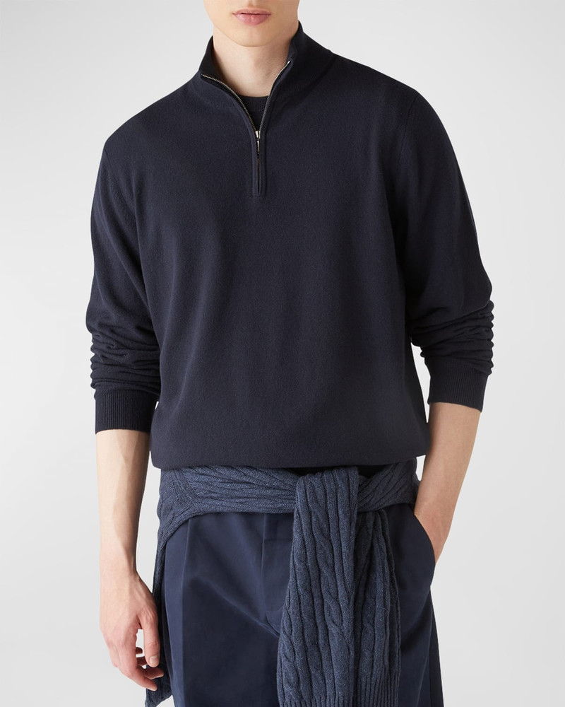 Loro Piana Men's Mezzocollo Baby Cashmere Quarter-Zip Sweater outlook