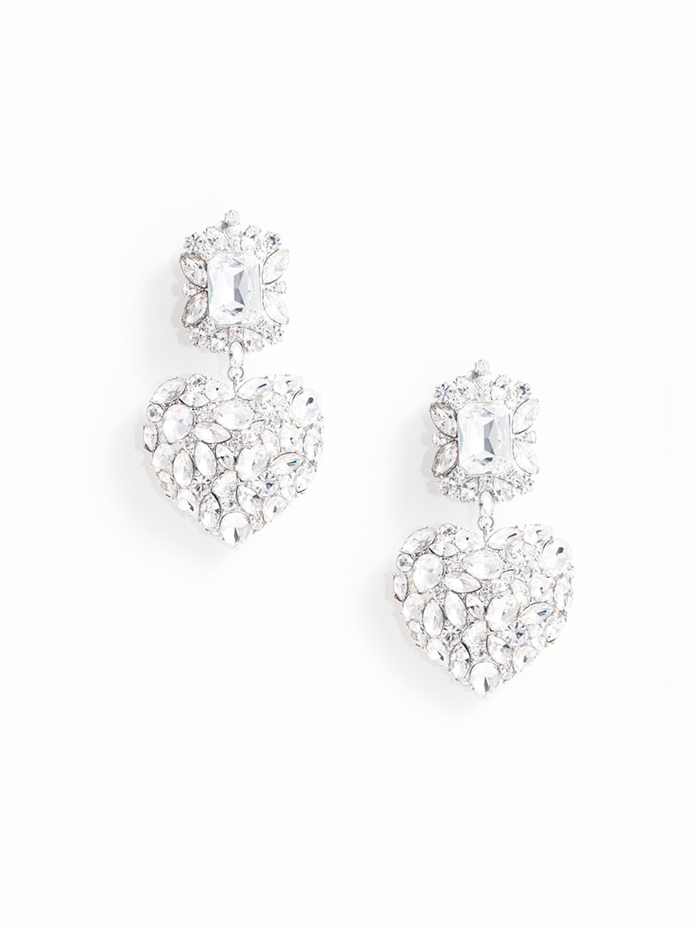self-portrait Crystal Heart Tiered Earrings | spinnaker