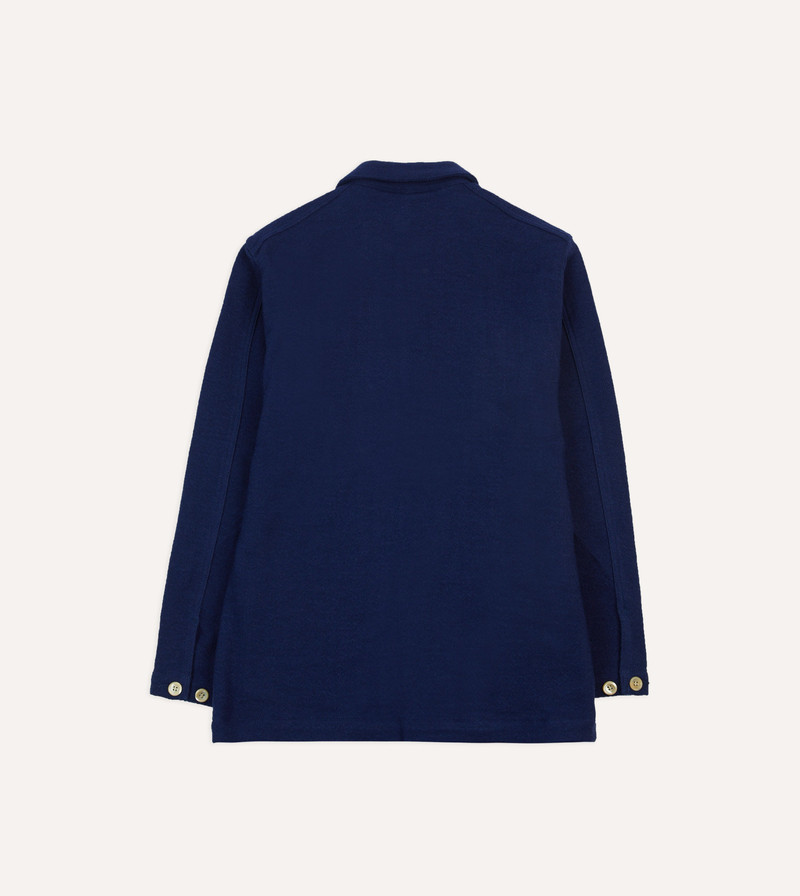 Blue Wool-Linen Three-Pocket Chore Jacket 9
