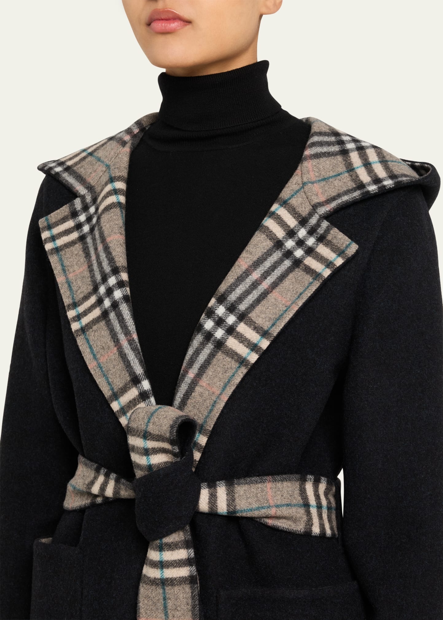 Hampshire Hooded Wool Wrap Coat - 5