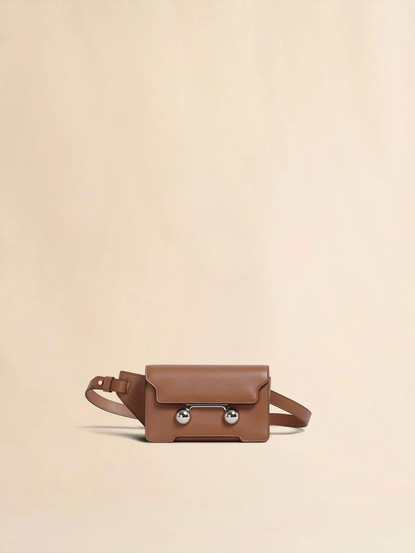 BROWN LEATHER TRUNKAROO CROSSBODY BAG - 1