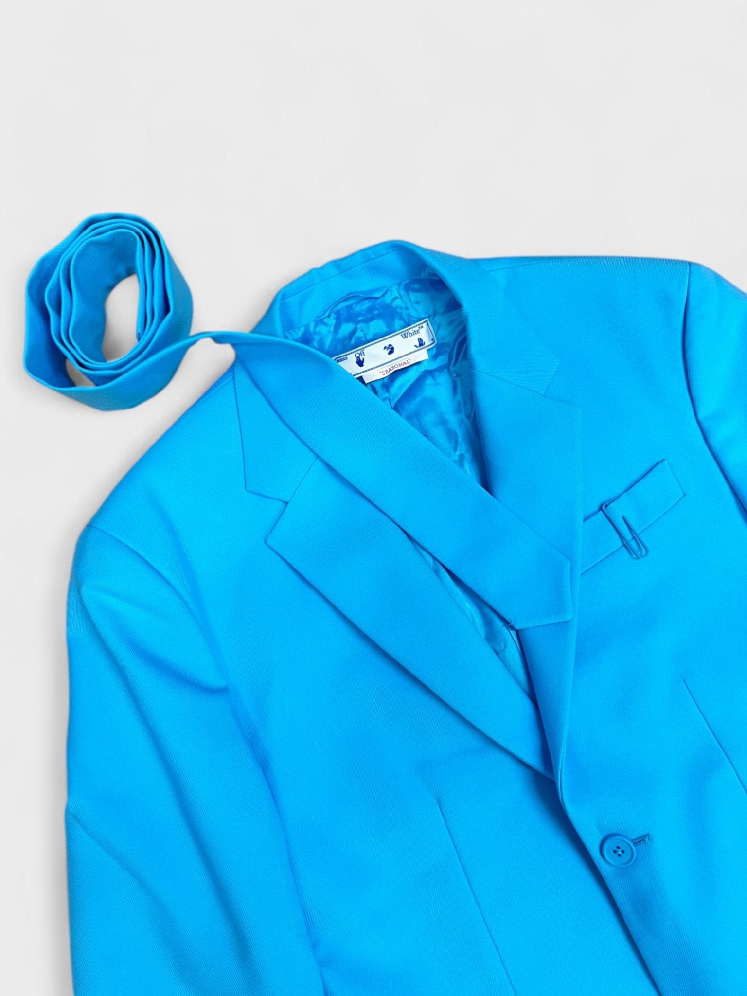 Off White Double Pap 2 Button Drill Relax Cyan Blue - 4