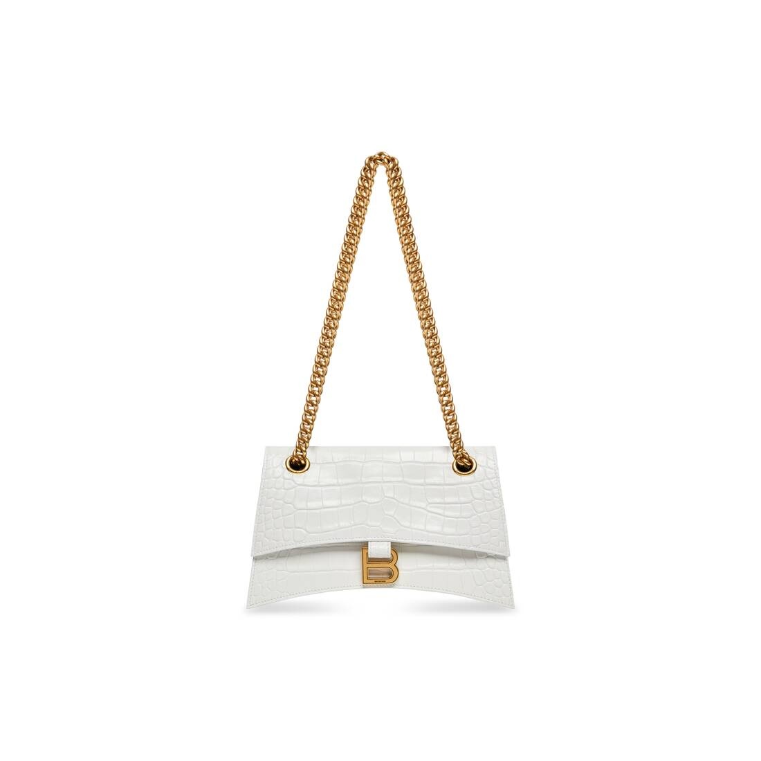 Women's Crush Small Chain Bag Crocodile Embossed in Optic White - 1
