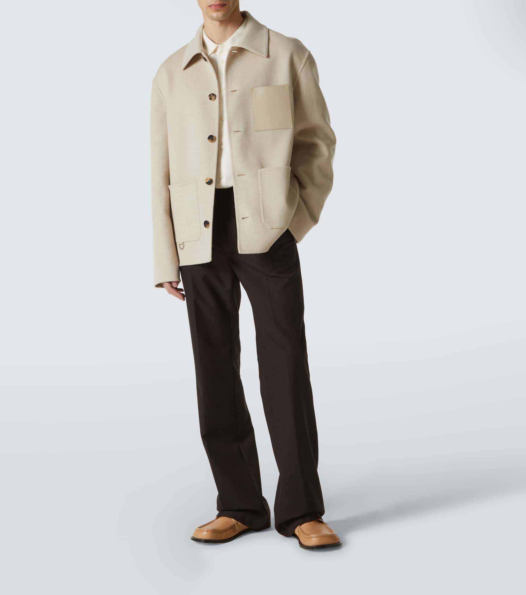 Leather-trimmed wool and cashmere jacket - 2