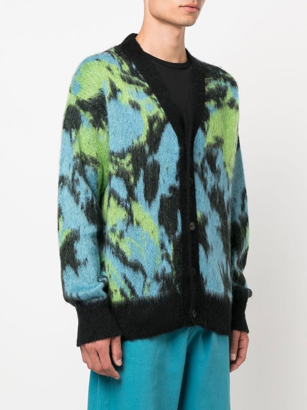 abstract print V-neck cardigan - 3