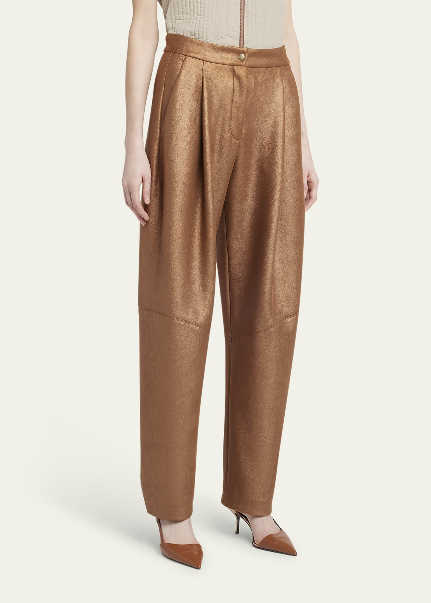 Metallic-Coated Jersey Trousers - 4